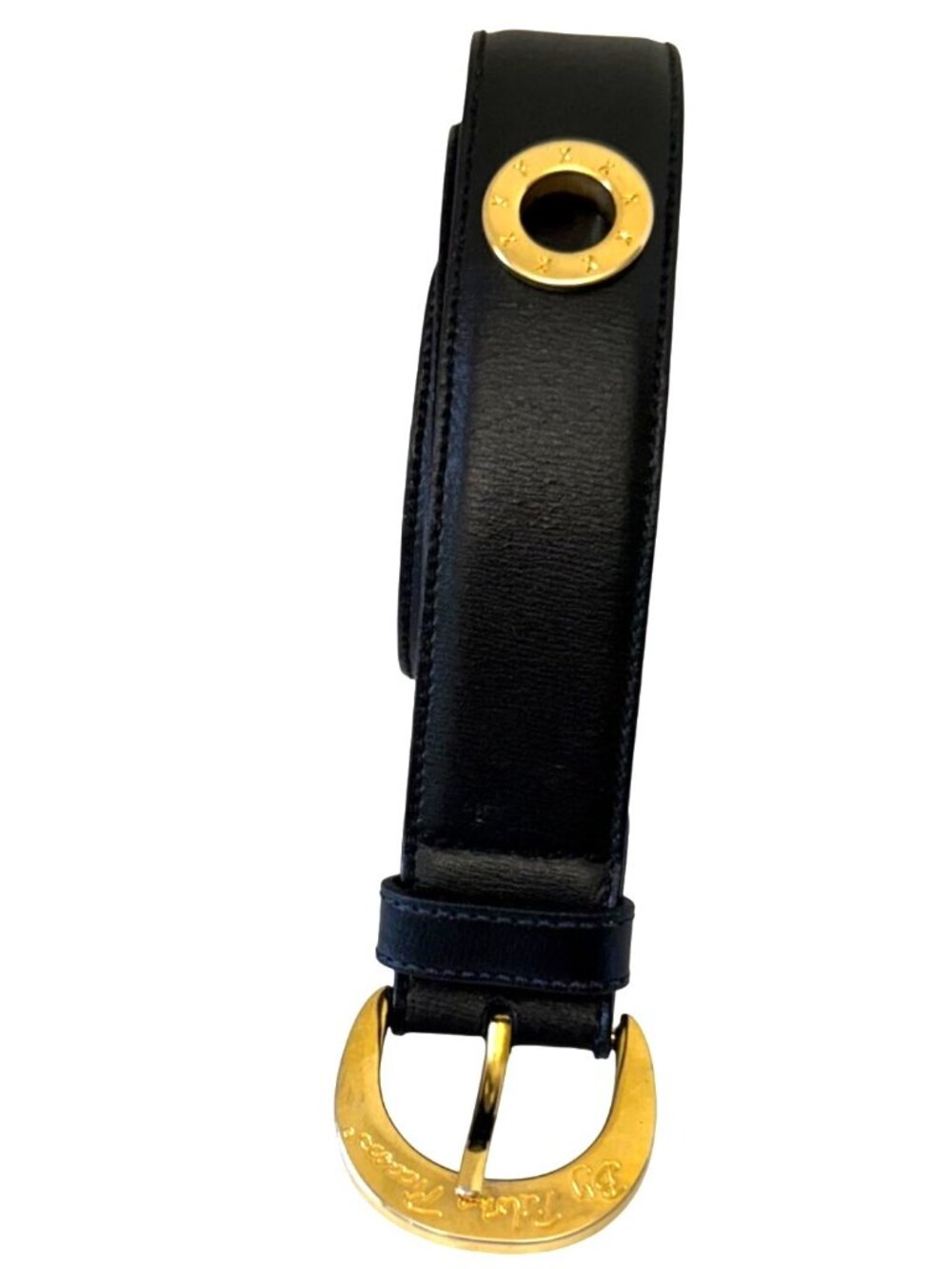 Paloma Picasso Italy Women's Leather Belt Sz S Black Vintage Eighties High Glam